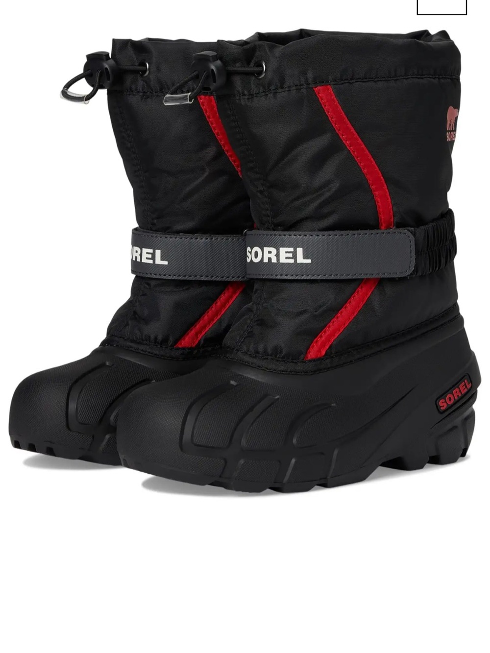 Sorel Kids Flurry Snow Boots Black and Red Size 2